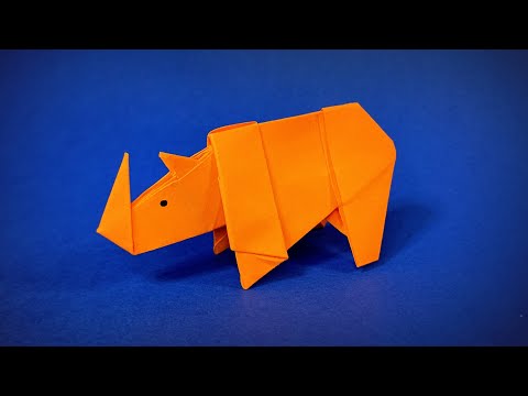 Nashorn basteln mit Kindern | Tiere falten mit Origami Papier | Einfache Bastelideen