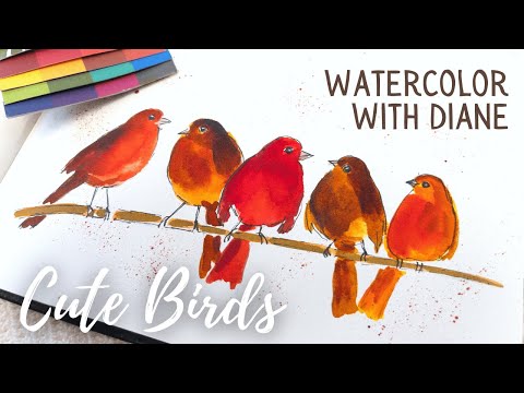 How to Paint Cute Colorful Easy Birds in Watercolor - Quick Fun Tutorial Ideal for Beginners
