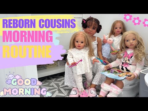 Reborn Doll ROLEPLAY Routine with FOUR Dolls 🥣🥛🪥 Morning Routine #reborn #roleplay #dolls
