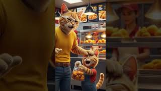 Dad cat trimming fur on the farm and making tiger hats for the kittens at home🐾🎩🐯 #shorts #cat