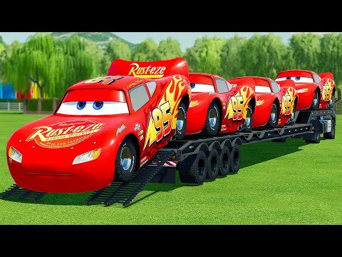 LOAD AND TRANSPORT LIGHTNING MCQUEEN WITH MAN TRUCK - Farming Simulator 22