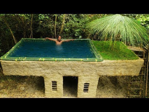 Building Most Beautiful Bamboo Swimming Pool On The Villa House Kulübeli Havuz yapımı Çamurdan