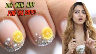 Nail Art: Under Rs 25! | Beginner Friendly | VERY EASY Nail Art DIY (Non sponsored)