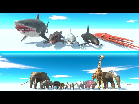 NEW AQUATICS Team vs MODERN MAMMALS Team - Animal Revolt Battle Simulator ARBS