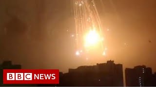 Huge explosion seen in sky over Ukraine's capital Kyiv - BBC News