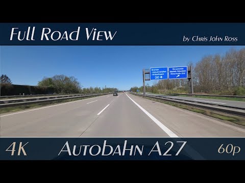 Autobahn (A27): Bremen-Überseestadt - Bremen-Industriehäfen - Bremen-Nord - 4K (UHD/2160p/60p)