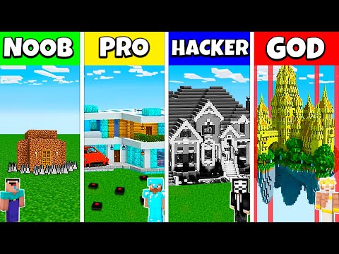 ULTIMATE Minecraft House Build Challenge: Noob vs Pro vs Hacker vs GOD