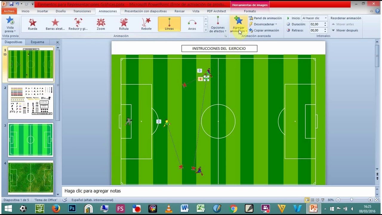 ¿cómo hacer representaciones animadas de ejercicios de entrenamiento de fútbol con Power Point 1/2