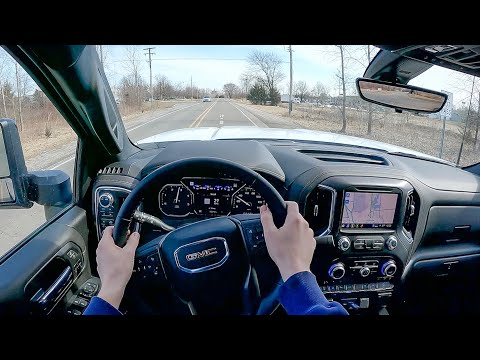 2022 GMC Sierra 1500 Diesel - POV Snowy Towing Drive (Binaural Audio)