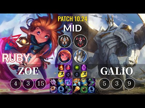 RW Ruby Zoe vs Galio Mid - KR Patch 10.24