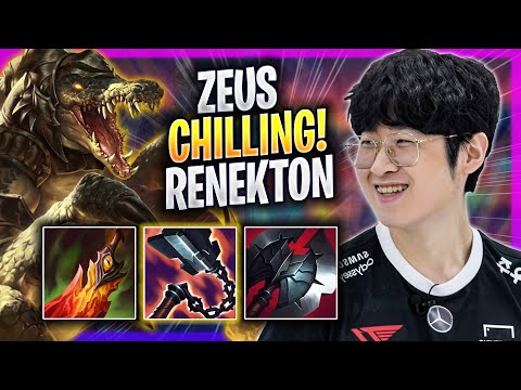 ZEUS CHILLING WITH RENEKTON! - T1 Zeus Plays Renekton TOP vs Jax! | Season 2023