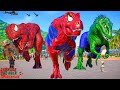MEGA SPIDERMAN VS VENOM, HULK, CARNAGE, JOKER, NINJA TURTLE Hero Dinosaurs Fight in Dino Universe!