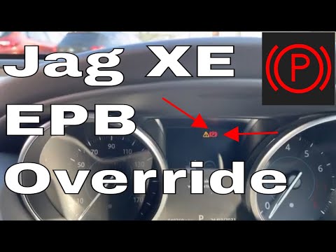 Part of a video titled Jaguar XE EPB Override How to Turn Off the Electric Park Brake on a ...