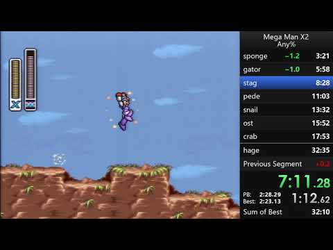 Mega Man X2 Any% speedrun in 32:26