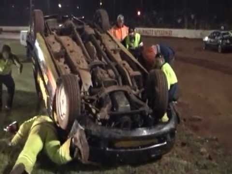 MAX MARSHALL'S MASSIVE ROLL IN THE FINAL OF THE AUST.SEDAN GRAND PRIX KINGAROY SPEEDWAY 6/4/2013.