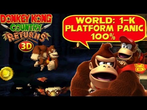 Donkey Kong Country Returns 3D - Part 7: World 1-K "Platform Panic" 100% Walkthrough [New Mode]