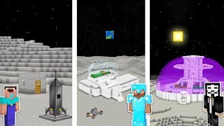 Minecraft NOOB vs PRO vs HACKER : MOON BASE CHALLENGE in minecraft / Animation