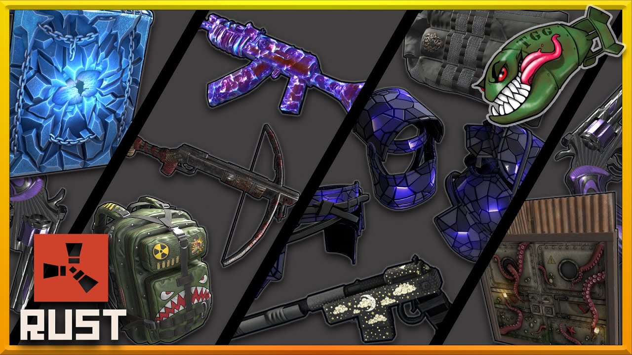 Rust Skins | Deep Ruby AR, Ultramarine Roadsign Armor, Bombshell Backpack, Chomped Crossbow #408
