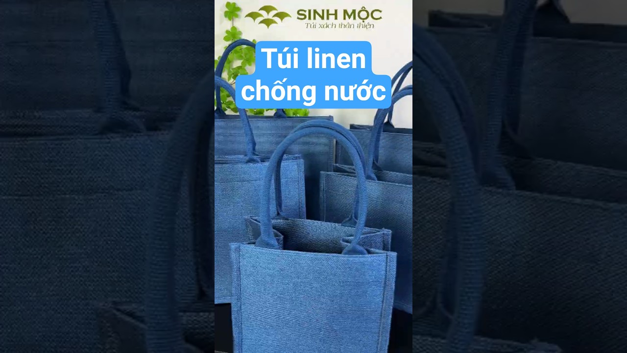 Túi linen chống nước có khóa kéo, túi đựng đồ bền đẹp - M3305 (Linen XANH)