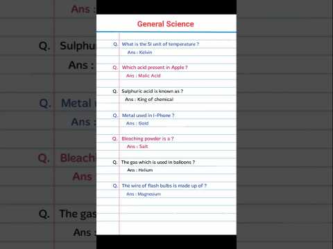 Science questions and answers #gkquestion #generalknowledge #apple #acid #chemical#salt #bulb#iphone