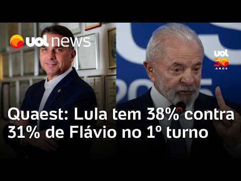 Quaest: Lula tem 38% e Flávio Bolsonaro, 31%, no primeiro turno, segundo pesquisa
