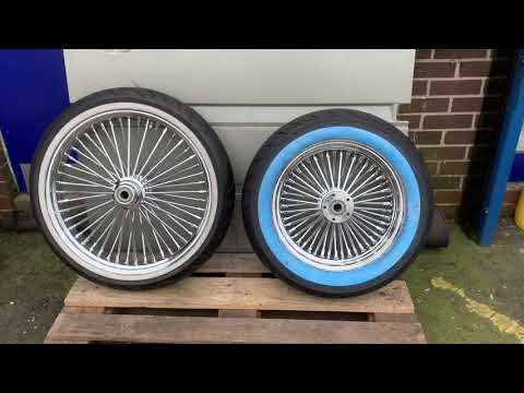 Harley Davidson ABS wheel bearing wheels king fat mammoth spoke 21x3.5  18x5.5 rear Avon cobra tyres