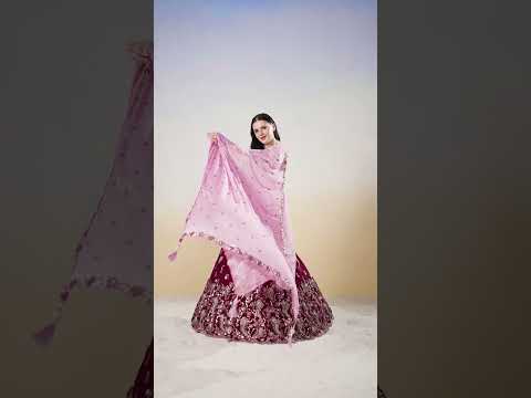 Burgundy Pure Georgette with heavy Sequins embroidery Semi-Stitched Lehenga choli & Dupatta