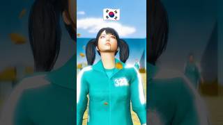 People from different countries get shot in squid game 🇺🇸🇯🇵🇮🇳🇰🇷 #shorts #babyduck