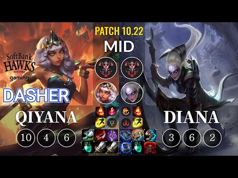 SHG Dasher Qiyana vs Diana Mid - KR Patch 10.22