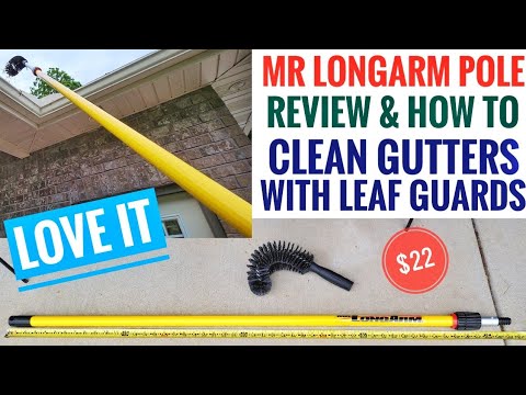 Mr LongArm Pro Pole Extension & Brush HOW TO CLEAN GUTTERS WITH LEAF GUARDS
