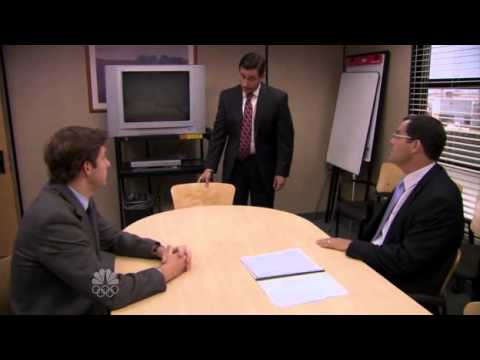 Michael Scott barging in meeting with Jim & David Wallace