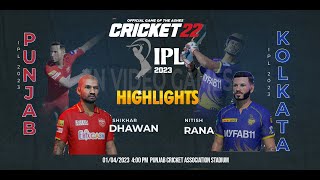 PBKS vs KKR - Punjab Kings vs Kolkata Knight RIders - IPL 16 Match Highlights Cricket 22 Gameplay