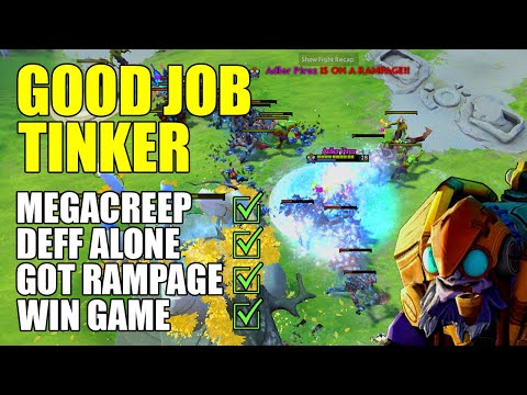 Tinker Deff Megacreep Alone, when the Teammates Destroy Enemy Ancient | Subscriber Gameplay