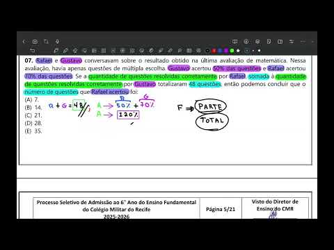 Colégio Militar do Recife 2025-2026 - MATEMÁTICA - 6° Ano - Resolução da Questão 7 - (Passo a passo)