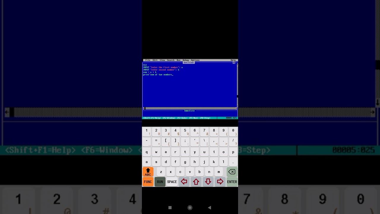 write a program to input two numbers and find their sum qbasic program