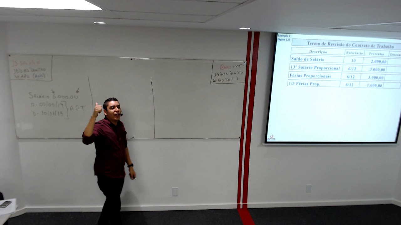 Cálculo de Rescisão com Aviso Prévio Trabalhado - Trecho de uma aula do curso de Analista de DP
