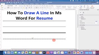How To Draw A Line In Ms Word For Resume
