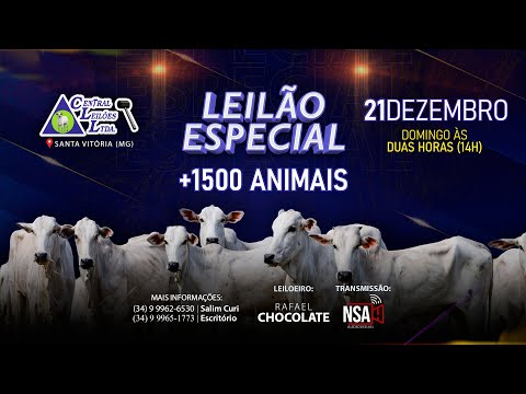 🌾  Leilão Especial Carga Fechada  - Central Leilões - Santa Vitória (MG) - 21 de DEZEMBRO