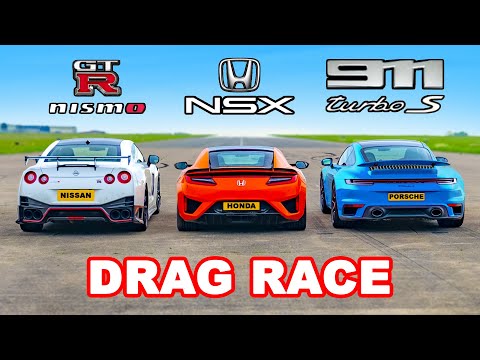 911 Turbo S v GTR Nismo vs Honda NSX: DRAG RACE