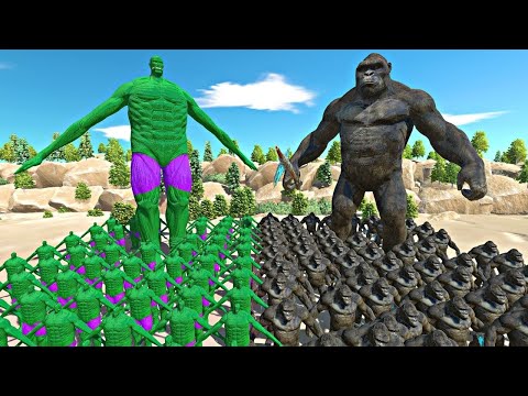 Battle on the Plain | Hulk Titan Team vs King Kong Team - Animal Revolt Battle Simulator