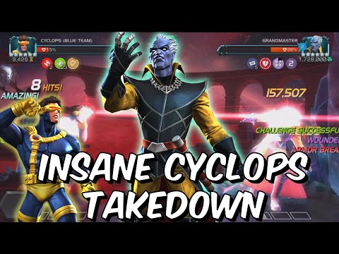 INSANE Cyclops Grandmaster Final Boss Takedown - 7 Revives Used - Marvel Contest of Champions