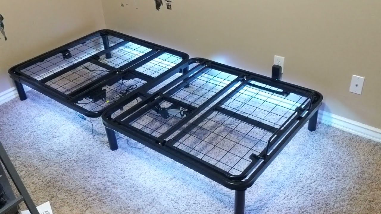 BANTI Adjustable Bed Base Frame, Motorized Head and Foot Incline,Under Bed LED RGB Light