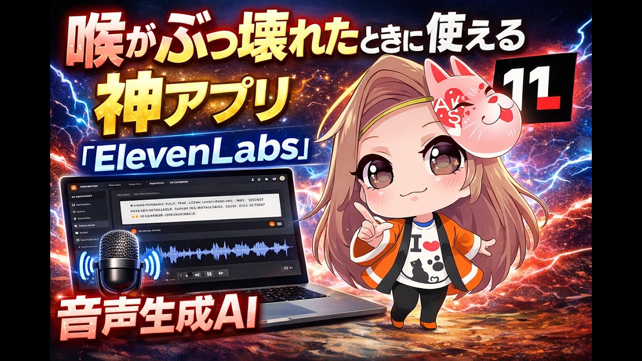 喉がぶっ壊れたときに使える神アプリ「ElevenLabs」音声生成AI