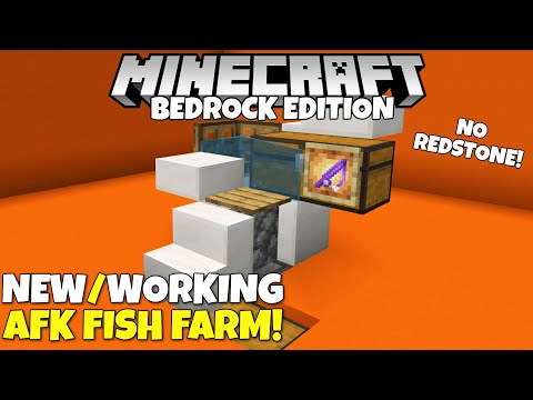 Minecraft Bedrock: WORKING AFK Fish Farm! With Auto clicker! All Bedrock Platforms!