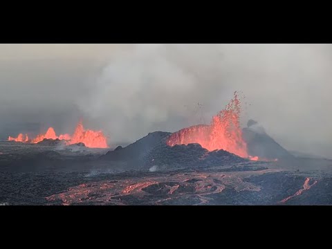 Sundhnúksgígaröð Volcano Eruption in Iceland - seen from Hagafell - Close up