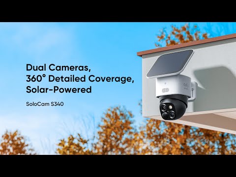 Introducing eufy SoloCam S340, Solar Powered Security Camera, Dual Cameras, 360° Detailed Coverage