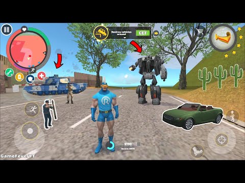Rope Hero: Vice Town (Ruggiero Superhero Fight Car Robot) New Look Ruggiero - Android Gameplay HD