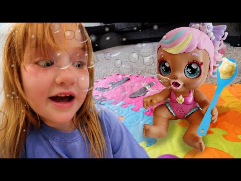 Adley’s BABY NURSERY!!  Big Sister Training for new babies!  Adley is the Boss play pretend with Mom