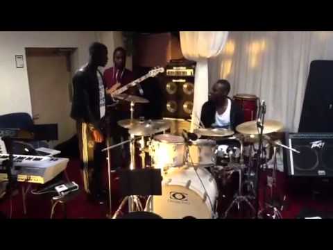 Jeremiah Owusu Ansah and Elisha warming up