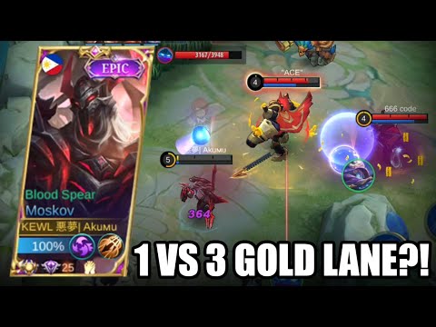 HOW TO PLAY MOSKOV 1 VS 3 IN GOLD LANE! TOP GLOBAL MOSKOV DOMINATES THE GAME! MLBB